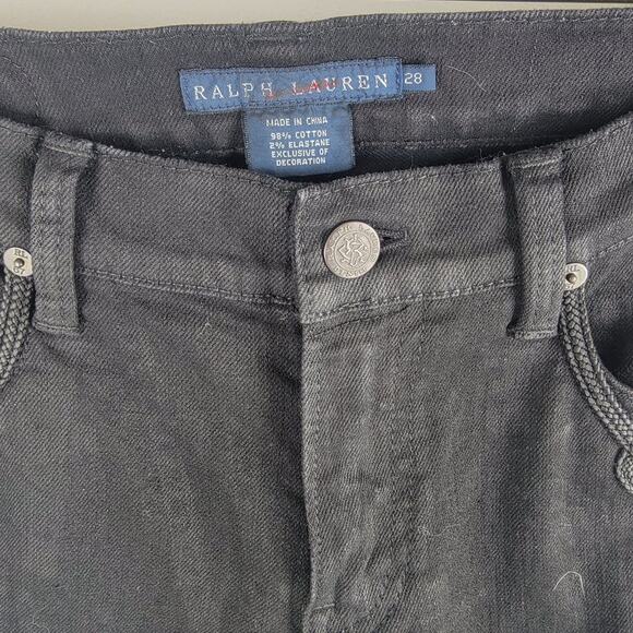 Ralph Lauren Embroidered Asian Knot Jeans Black Straight Leg Black Size 28 - Picture 5 of 8